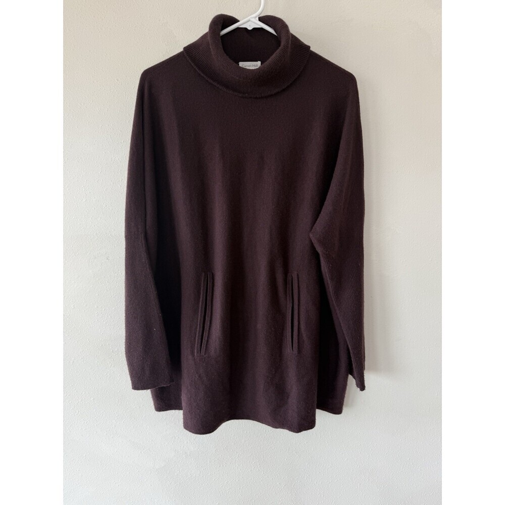 Garnet Hill Wool Cashmere Turtleneck Poncho Sweater Burgundy Plum Women’s Large